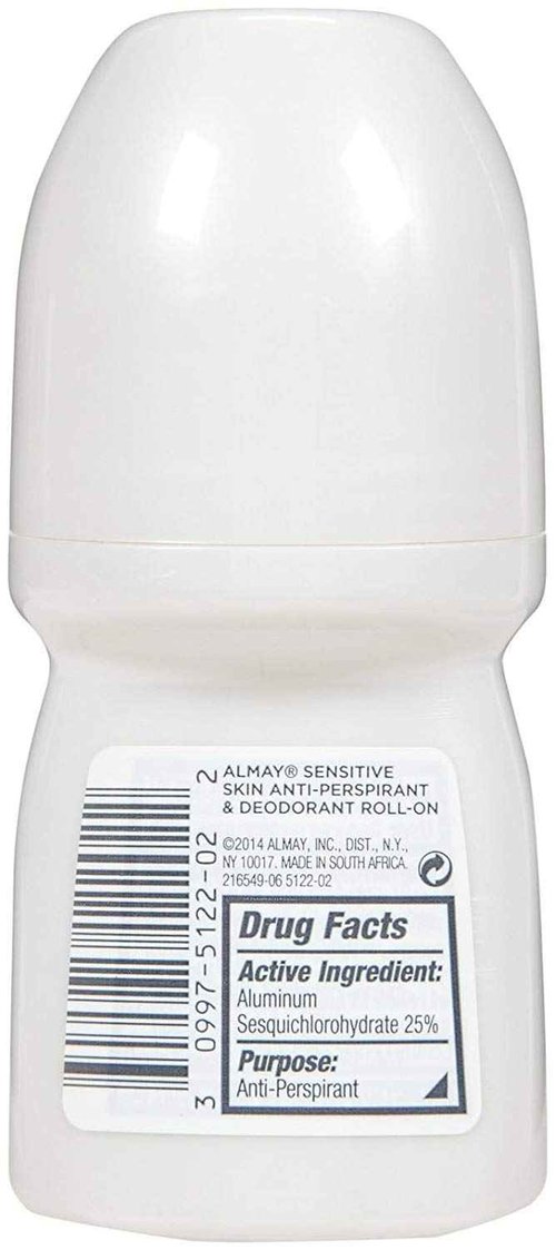 Almay Anti-Perspirant & Deodorant, Sensitive Skin, Roll-On, Fragrance Free 1.7 oz (Pack of 12)