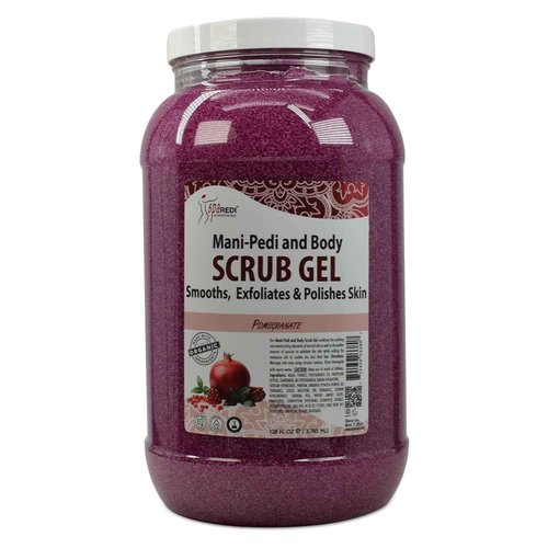SPA REDI – Pomegranate Pumice Scrub Gel, Exfoliating, Hydrating & Nourishing, Infused with Hyaluronic Acid, Amino Acids, Panthenol and Comfrey Extract for Glowy Smooth Skin - 128oz Gallon