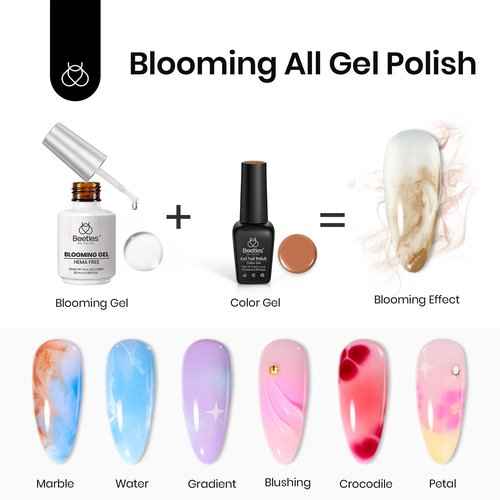 Beetles Gel Nail Polish Set 119 PCS 100 Colors with Beetles Nail Blooming Gel, 20ml Large Capacity Hema Free Clear UV LED Blossom Gel