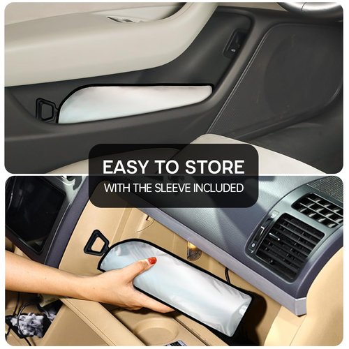 Car Windshield Sun Shade Umbrella with 360° Anti Scratch Handle, Upgraded Windshield Sunshades with Double Layer Thicken Fabric, Car Shade Front Windshield Cover for Most Vehicles