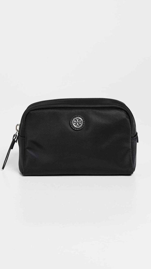 Tory Burch Women's Curved Cosmetic Case, Black, One Size