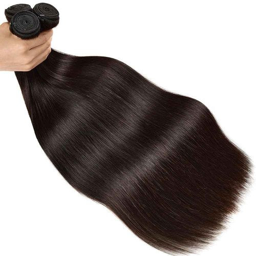 Straight Human Hair Bundles 16 18 20 Inch 12A Brazilian Virgin Straight Hair Bundles 100% Unprocessed Human Hair Weave Bundles Human Hair Extensions for Black Women Natural Black Color