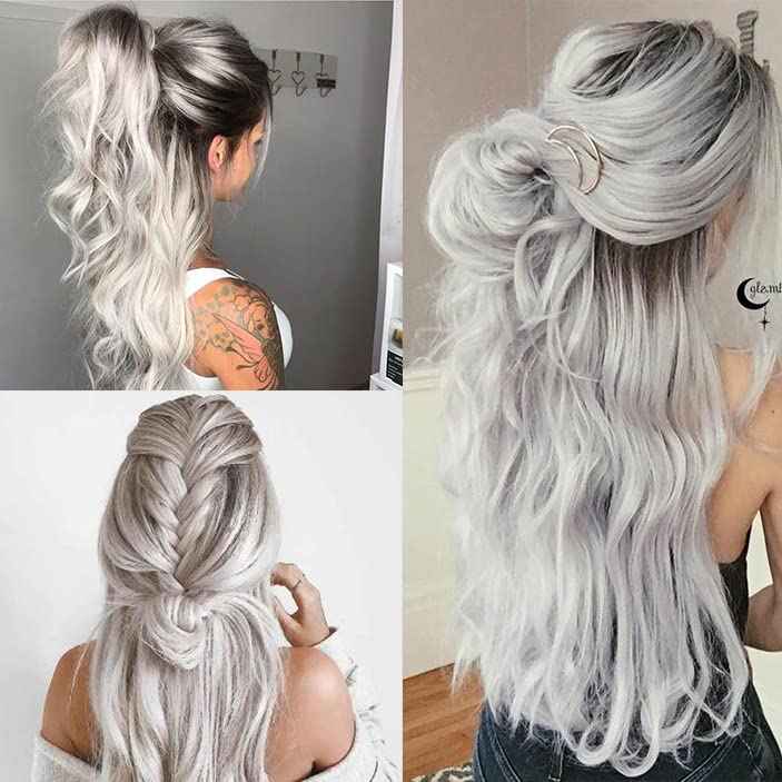 24Inch Silver Grey Human Hair Bundles 120Gram 100% Brazilian Silky Straight Sew in Extensions Double Weft Grey Human Hair Bundles for Women Hand Tied Weft Hair Extensions Silver Sew in Hair Bundles