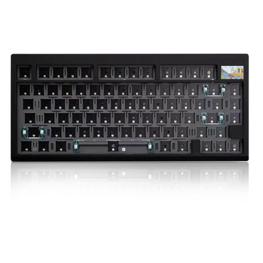 ZMX GMK81 75% Keyboard Kit,Hot Swap Bluetooth/2.4G Wireless/Type-C Tri-Mode RGB Mechanical Keyboard with TFT-LCD Screen PCB Gasket VIA Programmable Customized Barebones TKL Gaming DIY Kit (Black)