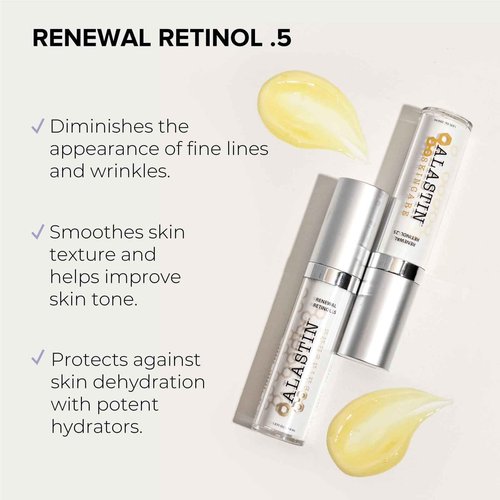 ALASTIN Skincare Skin Renewal Retinol Face Serum (.5 Strength, 1.0 oz) | Anti-Aging, Diminishes Fine Lines & Wrinkles | Repair Skin Texture & Tone