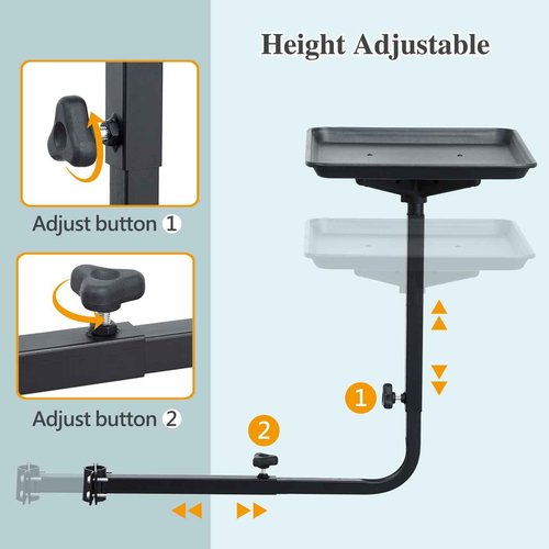 Salon Tray for Hair Stylist Steel Salon Tray Attached to Chair 360 Degree Rotating Salon Tray for Barber Chairs Hairdressing Tools Tattoo(Black)