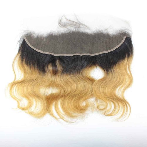 Forawme 13X4 Ear To Ear Body Wave Full Lace Frontals Closure With Natural Hairline 16 Inch 1B/27 Blonde Ombre Remy Brazilian Human Hair Lace Frontal Closure Pieces Pre Plucked