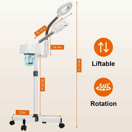 2 in 1 Facial Steamer, Professional Facial Steamers with 5X Magnifying Lamp, Face Steamer for Esthetician, Facial Steamer for Home Beauty Salon SPA