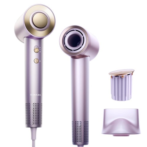 TINSOL Hair Dryer, 500 Million Plasma Professional Hair Dryer, 130000RPM High Speed Brushless Motor Blow Dryer Quick Drying Low Noise with Magnetic Nozzle and Essential Oil Capsules for Home(Purple)