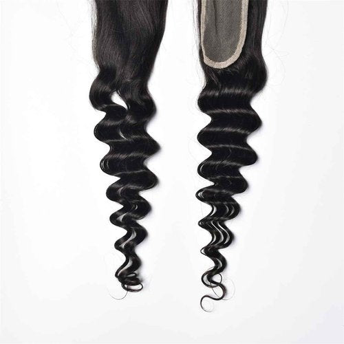 Brazilian Loose Deep 2x6 Lace Closure 100% Unprocessed Human Virgin Hair Pre Plucked Loose Deep Wave Pre-Plucked Hairline Frontal Closure Natural Black With Baby Hair (20inch, 2x6 loose deep closure)