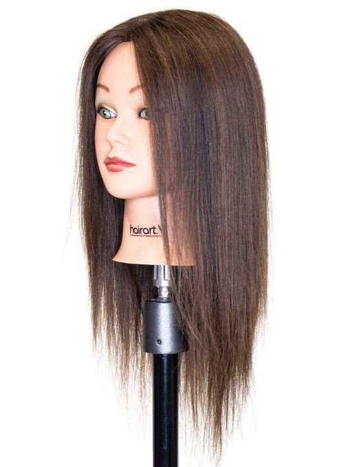 Chantal Cosmetology Training Head, European Hair Mannequin for Practice, [100% European Hair Mannequin] Training Head (Light Brown)