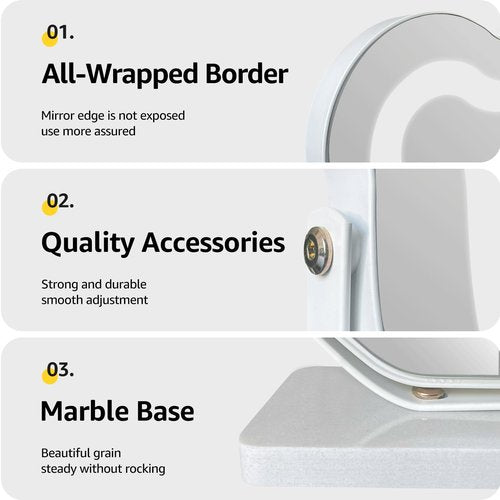 nianfeng Light Up Vanity Mirror, Lighted Makeup Mirror with 10x Magnification, LED Desk Mirror with Lights for Dorm, Bedroom, Tabletop, Girls, Women, Plug in, Bear, White