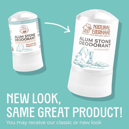 Natural Elephant Alum Stone Deodorant Stick 60g (2 oz) Natural Unscented Aluminum Free Salt Stone for Men and Women (10 Pack)