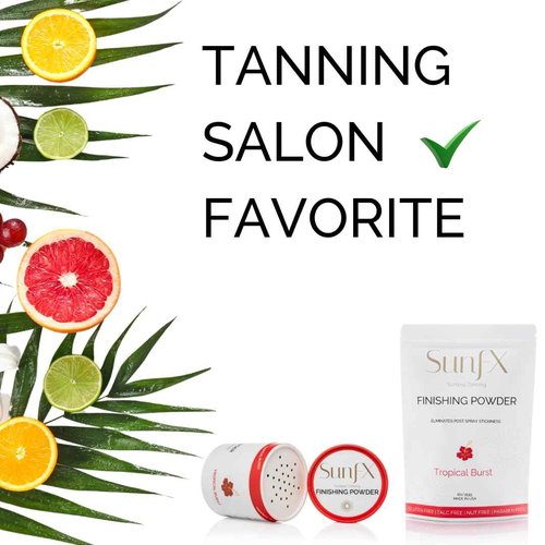 SunFX Post Spray Finish Powder 1LB & Professional Salon Large Fan Brush Combo