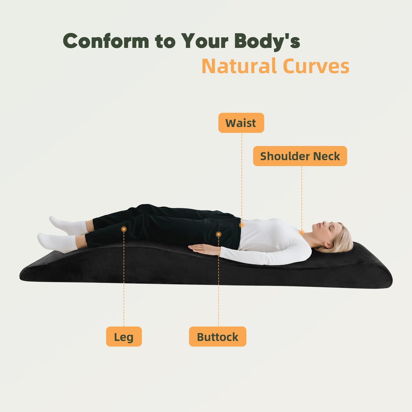 Lash Bed Topper, High Density Foam Massage Table Pad, Ergonomic Lash Bed Foam Topper, Curvy Esthetician Mattress, Washable Massage Table Padding Cushion for Beauty Salon, 70.8in×23.6in, Black