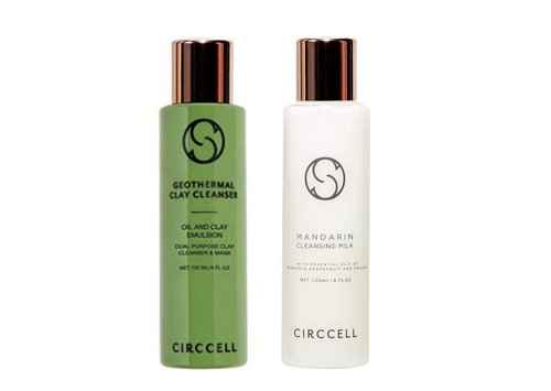 CIRCCELL Geothermal Clay Cleanser and Mandarin Cleansing Milk - Hydrating Facial Cleansers - Suitable for All Skin Types