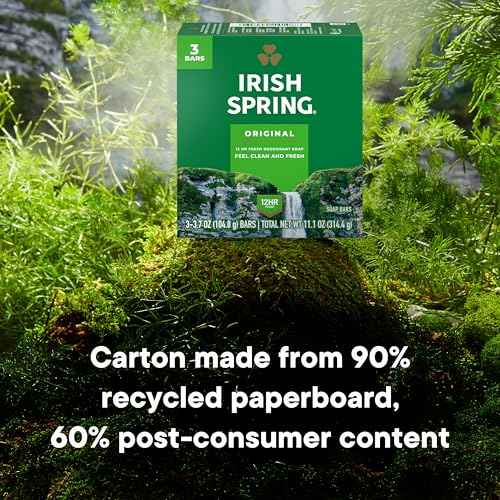Irish Spring Bar Soap for Men, Original Clean, Smell Fresh and Clean for 12 Hours, Men Soap Bars for Washing Hands and Body, Mild for Skin, Recyclable Carton, 3.7 Ounce - 3 Count (Pack of 8)