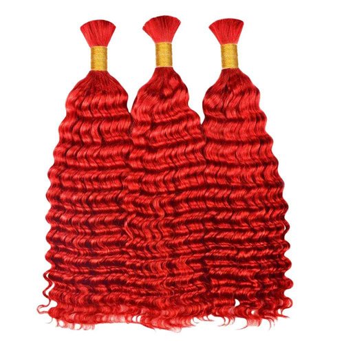 Red Braiding Hair Deep Wave Bulk Red Boho Human Hair for Braiding 22 22 22 Inch Deep Curly Burgundy Braiding Hair Bundles Human Hair Extensions