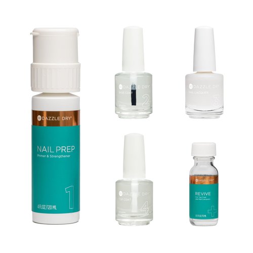 Dazzle Dry Full System Kit - Fine China - A sheer milky white. Simple and clean. (0.5 fl oz)