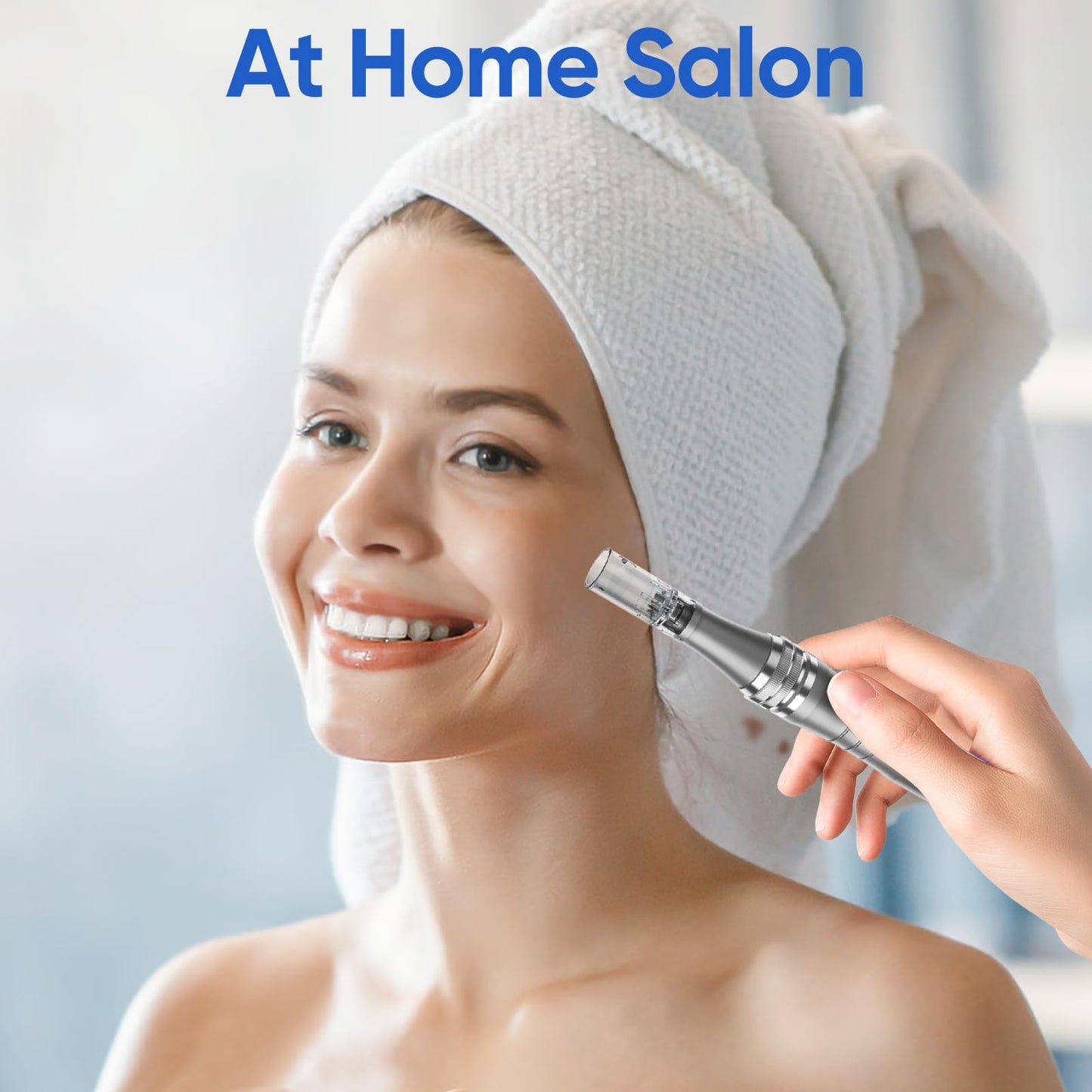 Microneedling Stamp Pen, Derma Stamp Pen, 0.25mm DermaStamp System, Derma Roller Alternative, Microneedle Micro Needle Skin Care Tool for Men Women Home Use