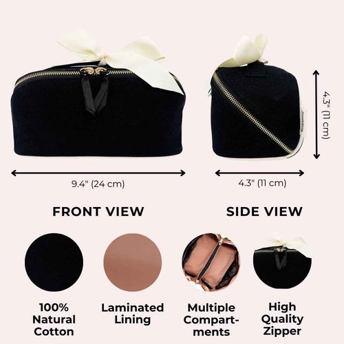 Bag-all Makeup Bag for Women | Cosmetic Bag Organizer for Girls | Makeup Pouch for Traveling | Toiletry Bags for Women | Make Up Travel Pouches | Black