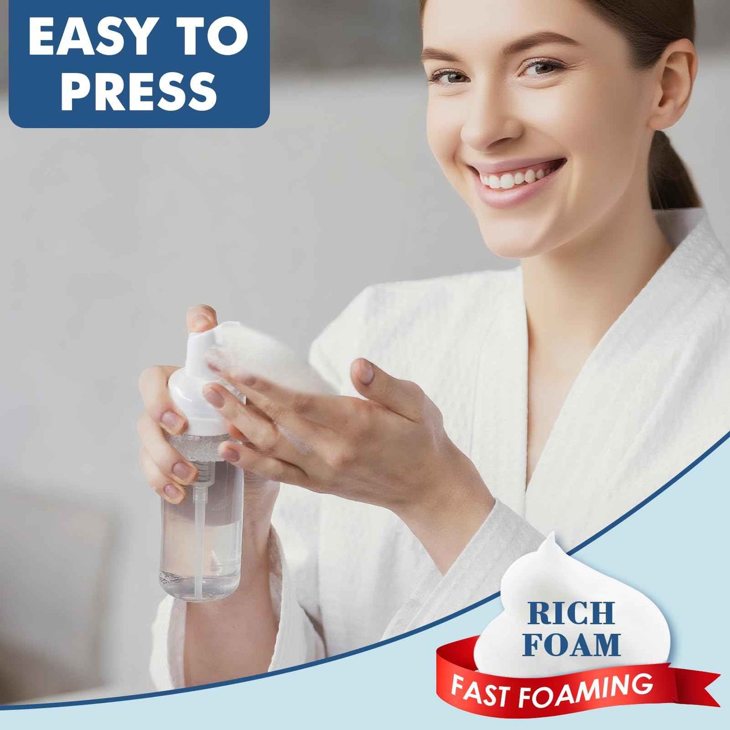 100 Pcs 2 oz Plastic Foam Pump Bottle Refillable 60ml Travel Mousse Foaming Soap Dispenser Mini Eyelash Cleaning Foam Bottle Dispenser for Face Wash Lash Shampoo Skin Care