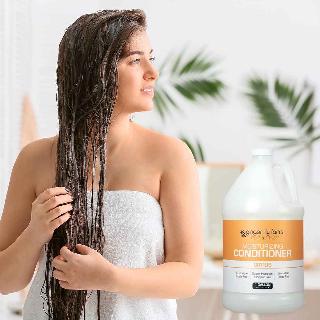 Ginger Lily Farms Club & Fitness Citrus Moisturizing Conditioner, 100% Vegan, Paraben, Sulfate, Phosphate, Gluten & Cruelty-Free, 1 Gallon (Pack of 4 )