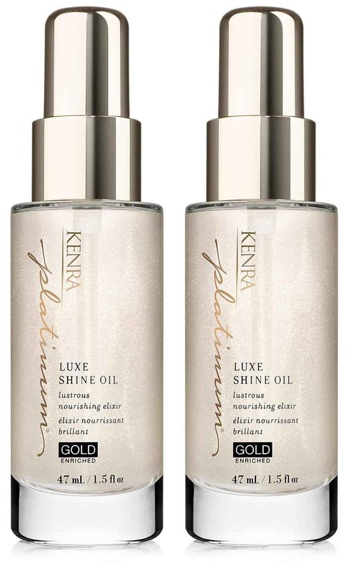 Kenra Professional Platinum Luxe Shine Oil | Gold Enriched Nourishing Elixir |Enhances Shine & Manageability | Thermal Protection Up To 450F | Medium To Coarse Hair | 1.5 fl. Oz (2-Pack)