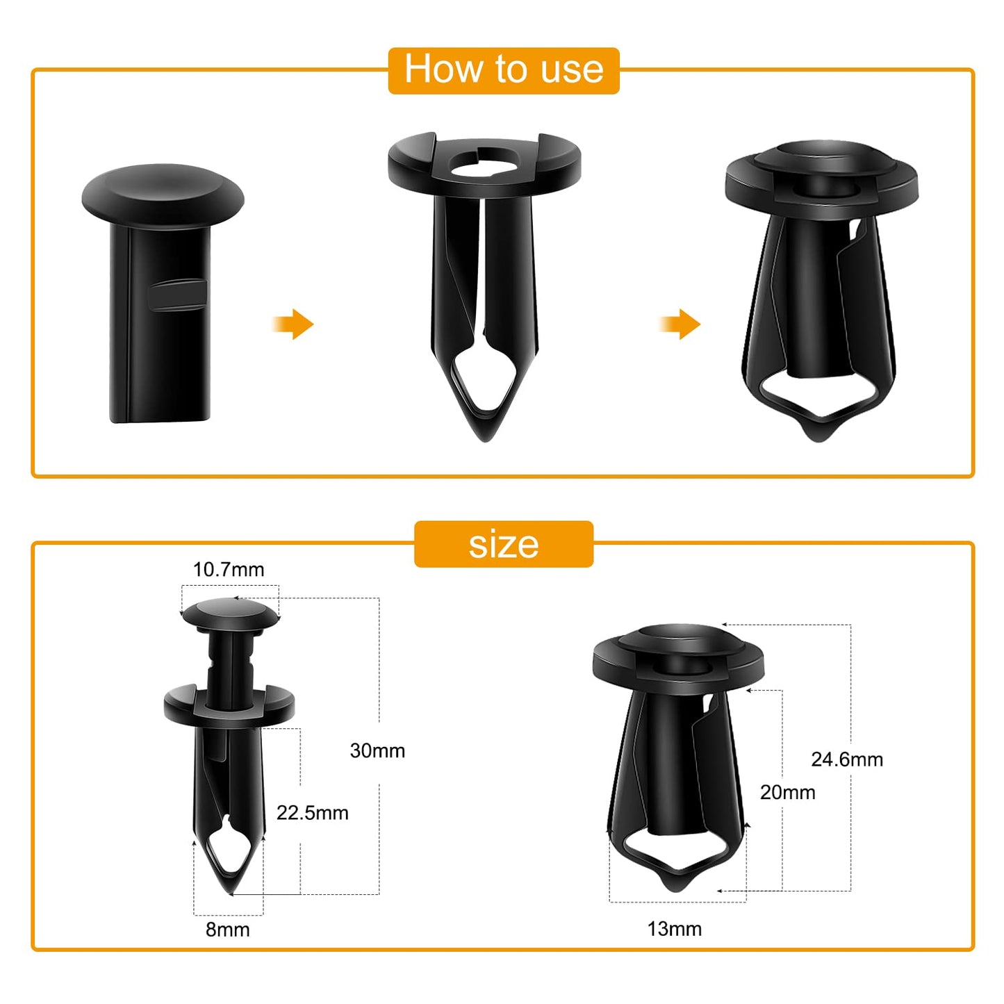 GOOACC 70PCS Engine Under Cover Splash Shield Guard Body Bolts Bumper Fender Liner Push Retainer Fastener Rivet Clips, Nylon