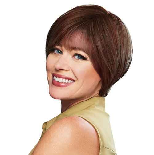 GABOR Thrill Short Tapered Bob Wig by Hairuwear, Average Size Cap, Medium Brown