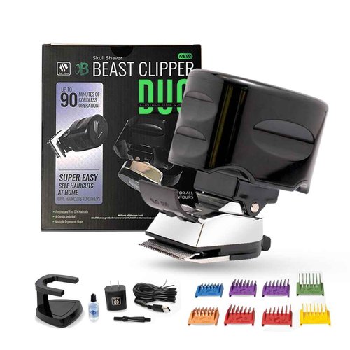 Skull Shaver Beast Clipper Duo - Home Haircut & Grooming Kit - Durable Steel Blades - Cordless Operation - Adjustable Combs - Designed for Men & Women