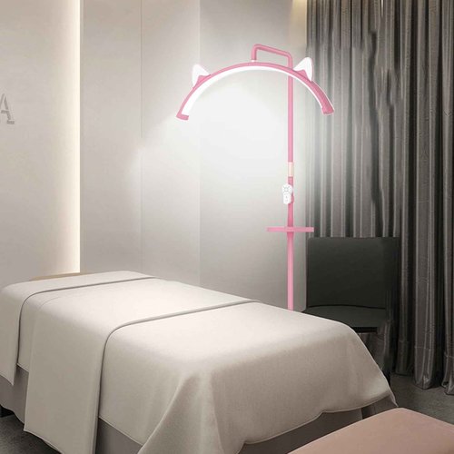 Lash Lamp for Eyelash Tech, Dimmable 3 Color Half Moon Lamp with Adjustable Height, Esthetician Light with Phone Stand for Eyelash Extensions Skincare Tattoo Spa Nail