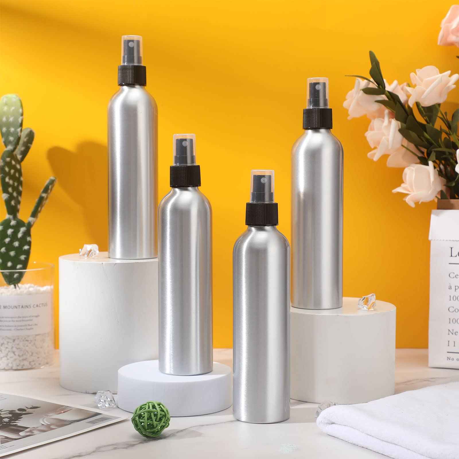 Irenare 24 Pcs Small Spray Bottles Aluminum Fine Mist Spray Bottles Bulk Metal Essential Oil Storage for Perfume Toner Liquid Refillable Pump Vials Atomizer Containers for Room Travel(8 Oz)