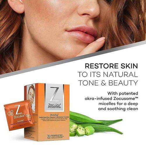 Zocular Zocuwipe Eyelid Wipes Eyelid Cleanser and Moisturizer Pads 30ct + Zocular ZocuZap Facial Wipes, 15 Count Bundle
