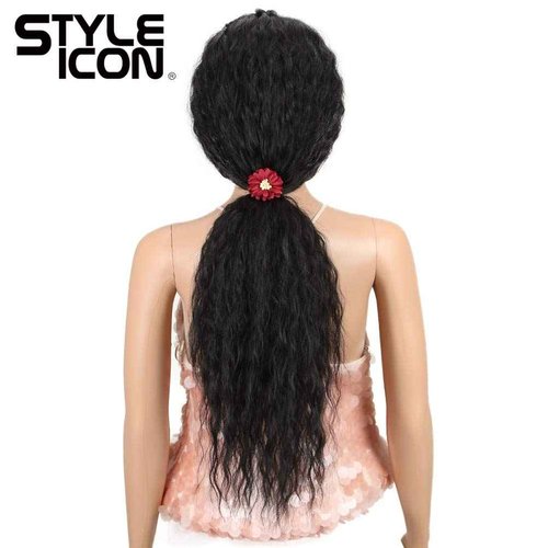 Style Icon Easy-360 Lace Wigs 29” Free Part Lace Frontal Wigs Synthetic Wigs Black Lace Wig Density 130%(29", 1B)
