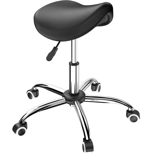 Eueiykw Professional Saddle Stool with Wheels Rolling Saddle Stool with Extra-Wide Base Heavy-Duty Stable Stool Adjustable Height Ergonomic Chair for Office, Workshop, Salon & Clinic