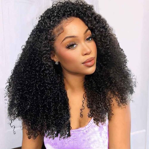 Curly Half Wig 200% Density Kinky Curly Half Wig 3 In 1 Seamless Flip Over Glueless Wigs with Drawstring Beginner Friendly Curly Wig Headband Wig for Women Daily Wear