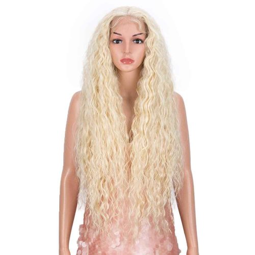 Style Icon Easy-360 Lace Wigs 13x6 Free Part Lace Frontal Wigs 32” Long Water Wave Wig Synthetic Wig (32 Inch, 613)