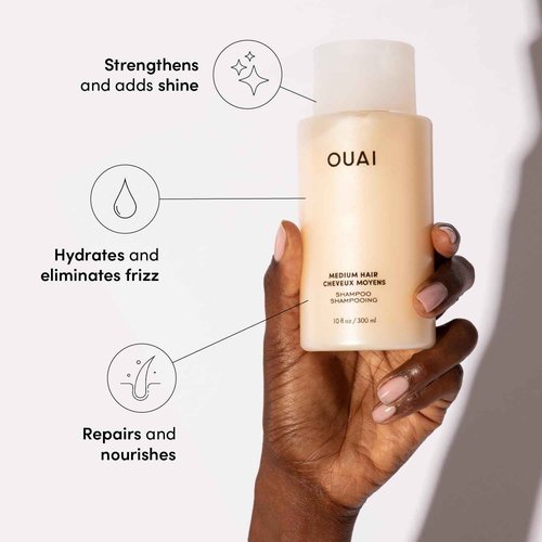 OUAI Medium Hair Bundle - Anti-Frizz Crème, Shampoo, and Conditioner (3 Count: 6 Oz/ 10 Oz/ 10 Oz)