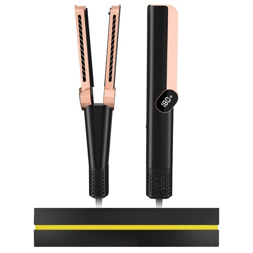 Prostyle 2-in-1 Hot Air Straightening Brush - Fast Wet-to-Dry Styler, 320°F Adjustable LCD + Auto Off & Ionic Protection for Smooth Frizz-Free Hair (Matte Black)