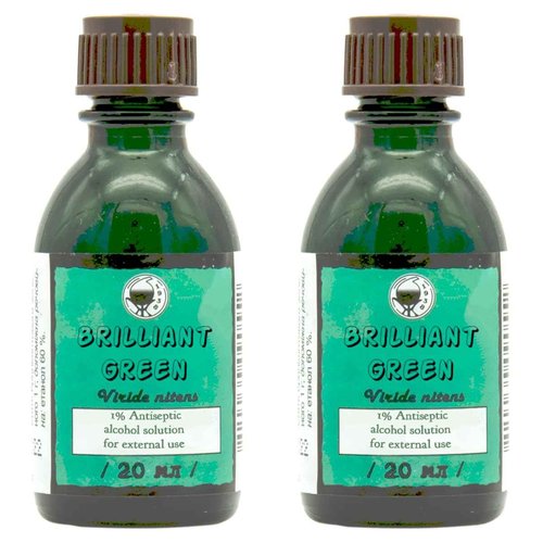 Brilliant Green 1% Antiseptic Zelionka 2 * 20=40ml Set Pack of 2 First Aid Treatment of Wounds Skin Care