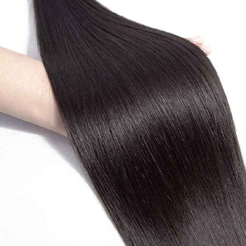 Wahairse Human Hair Bundles 24 26 28 Inch 1B Straight Bundles Natural Color Human Hair Unprocessed Brazilian Virgin 3 Bundles Quick Weave Human Hair Extensions (1B# Straight, 24 26 28)