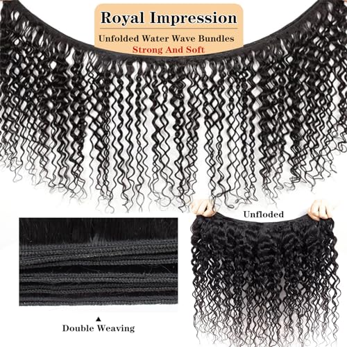 ROYAL IMPRESSION 12A Water Wave 3 Bundles Human Hair 12" 14" 16" 300g 100% Unprocessed Brazilian Virgin Hair Wet and Wavy Human Hair Weave Bundles Natural Color