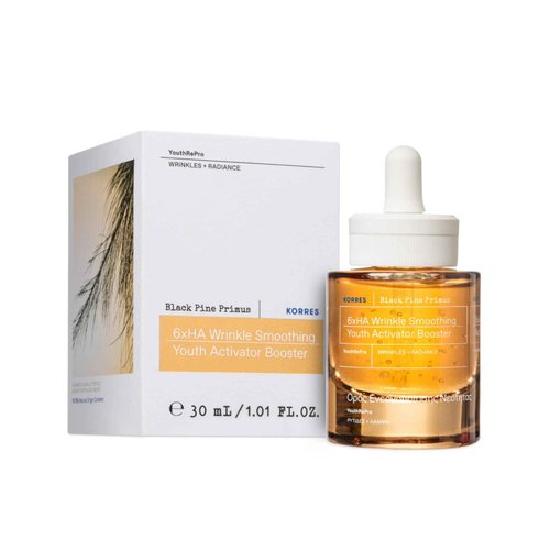KORRES Black Pine Primus 6x Hyaluronic Complex Serum, Lightweight Wrinkle-Smoothing Water Gel, Vegan Face & Neck Hydration with Pine Bud Extract, 1.01 fl oz, Stocking Stuffer