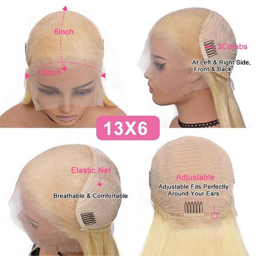 Xsilu 613 13x6 Lace Front Wig Human Hair Body Wave Blonde Wig Human Hair 613 HD Lace Frontal Wig Blonde Lace Front Wigs Human Hair 200% Density 26inch
