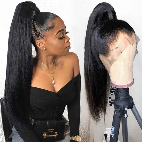 sdamey 360 Straight Lace Front Wigs Human Hair HD Transparant Full Lace Wigs For Women 200 Density Wigs Human Hair Pre Plucked With Baby Hair 12A Brazilian Virgin Hair Natural Color 22inch
