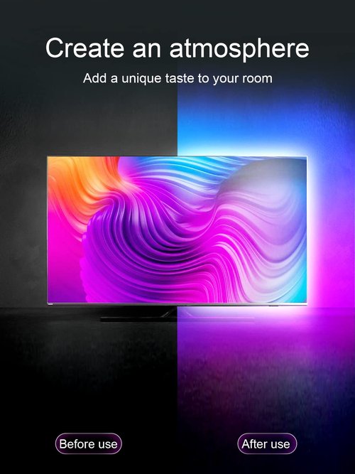 KANTUTOE LED Backlight TV LED Strip Lights, 23ft RGB LED Lights with Remote, Music Sync Bluetooth APP Control, USB Powered for Bedroom/Gaming Room