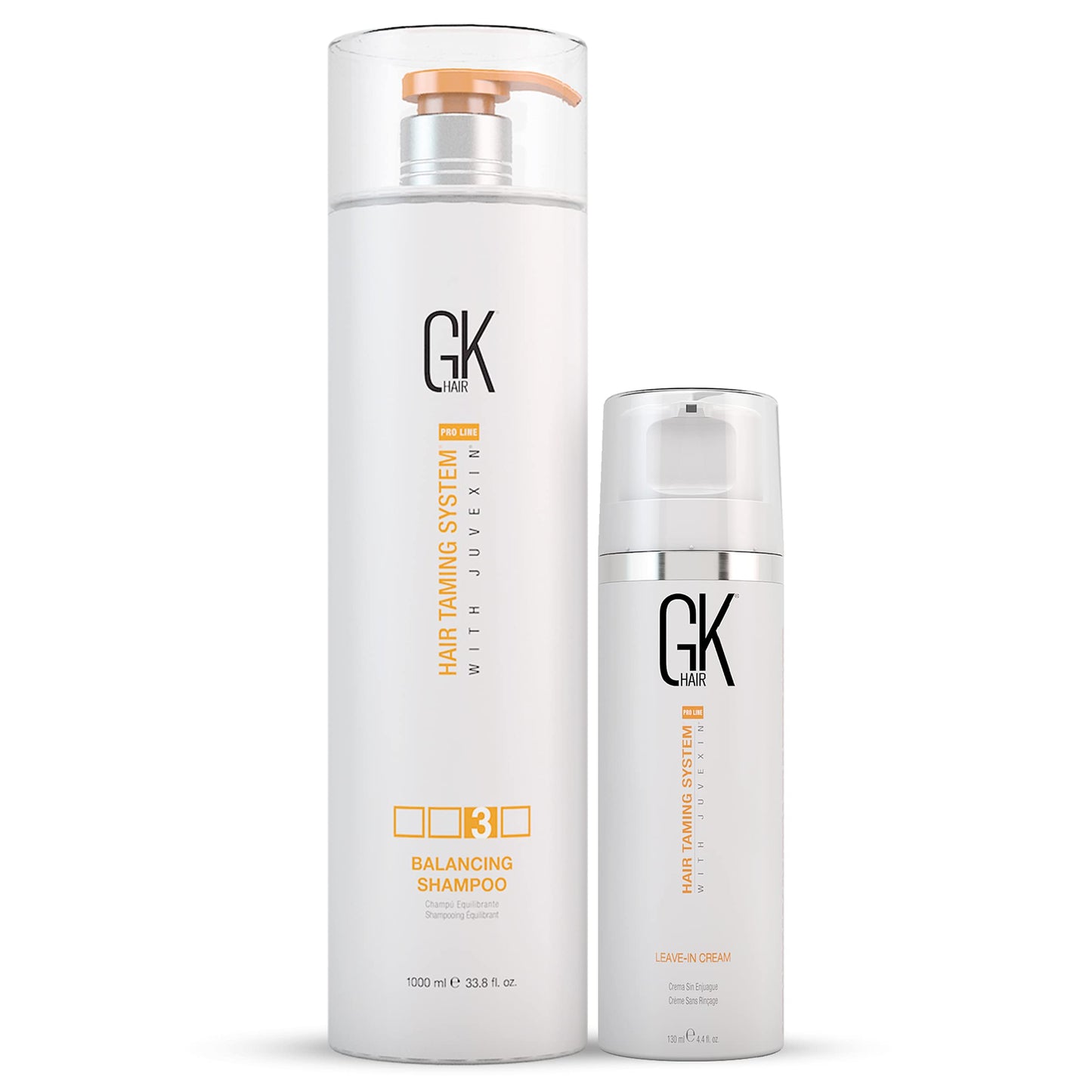 GK HAIR Global Keratin GKhair Balancing Shampoo - (1000ml/33.8oz) Global Keratin Leave in Conditioner Cream For Detangling Smoothing Strengthening 130ml
