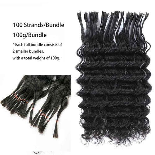 Pre-Divided Deep Wave Double Drawn Human Hair For Boho Braids Curly Bulk Human Hair No Weft For Braiding Human Hair Extensions 18inch 100g