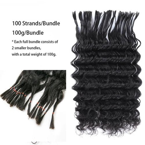 Pre-Divided Deep Wave Double Drawn Human Hair For Boho Braids Curly Bulk Human Hair No Weft For Braiding Human Hair Extensions 16inch 200g